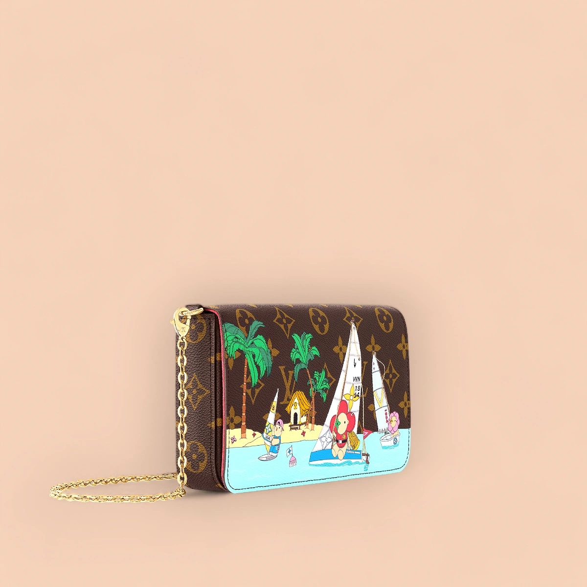 LV Félicie Pochette 冬季系列印花 鏈條單肩拉鏈錢包-M82627