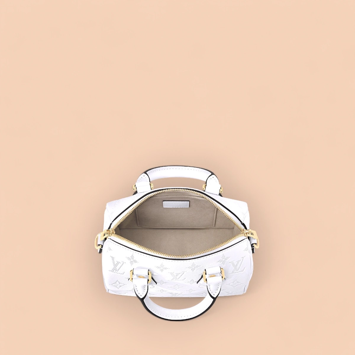 LV Speedy Bandoulière 20 白色印花側揹包-M11276