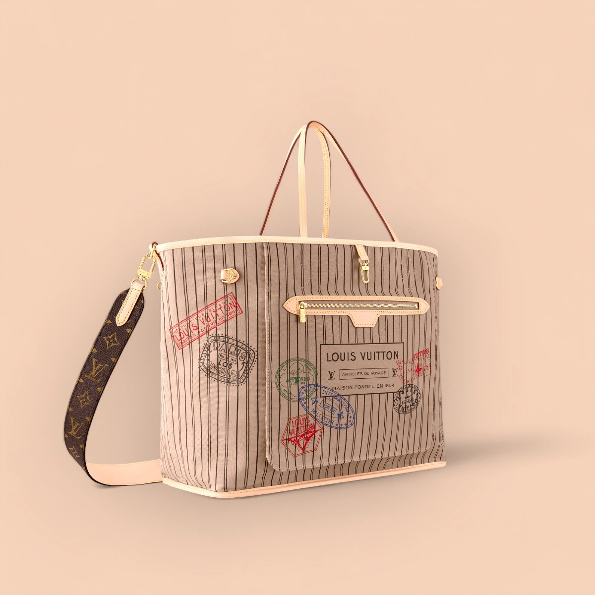 LV新款雙面設計Neverfull Bandoulière Inside Out GM Monogram包包-M11948
