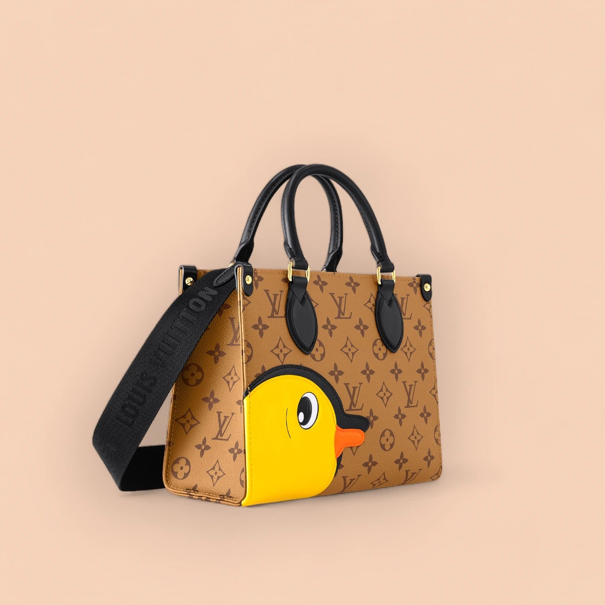 LV OnTheGo PM Monogram+趣味小鴨 雙手提托特包 -M47199 21 LV OnTheGo PM Monogram+趣味小鴨 雙手提托特包 -M47199