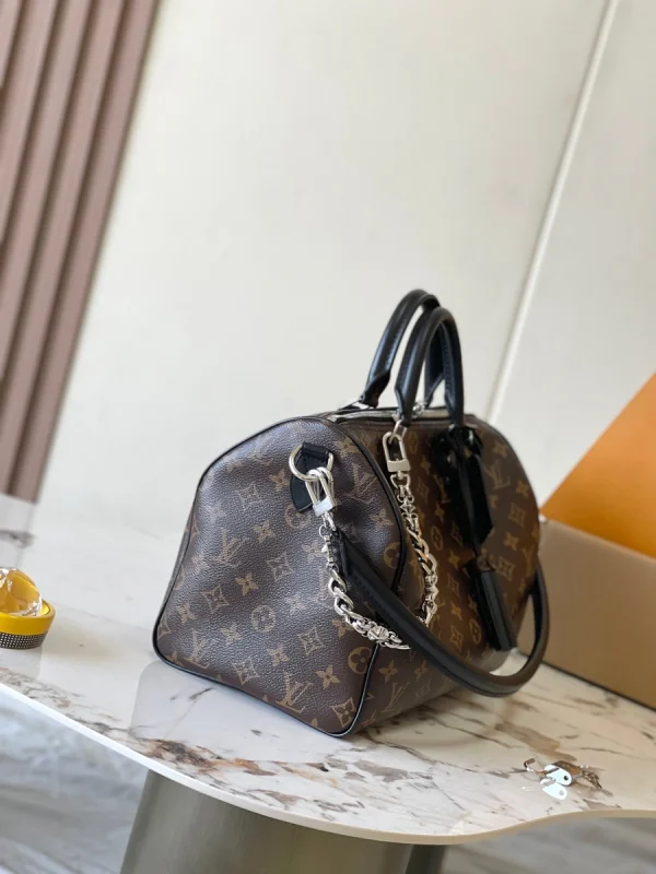LV Speedy 30 Dark Monogram 斜揹包-M12243：圖片 9