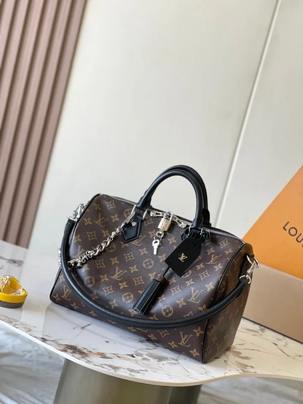 LV Speedy 30 Dark Monogram 斜揹包-M12243：圖片 8
