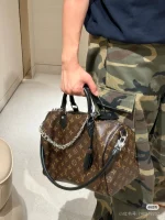 LV Speedy 30 Dark Monogram 斜揹包-M12243：圖片 4