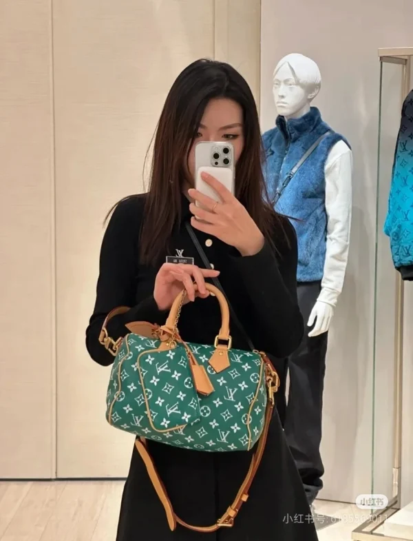 LV Runway Speedy P9 Bandoulière 25 綠色 購物旅行包-M24423：圖片 7