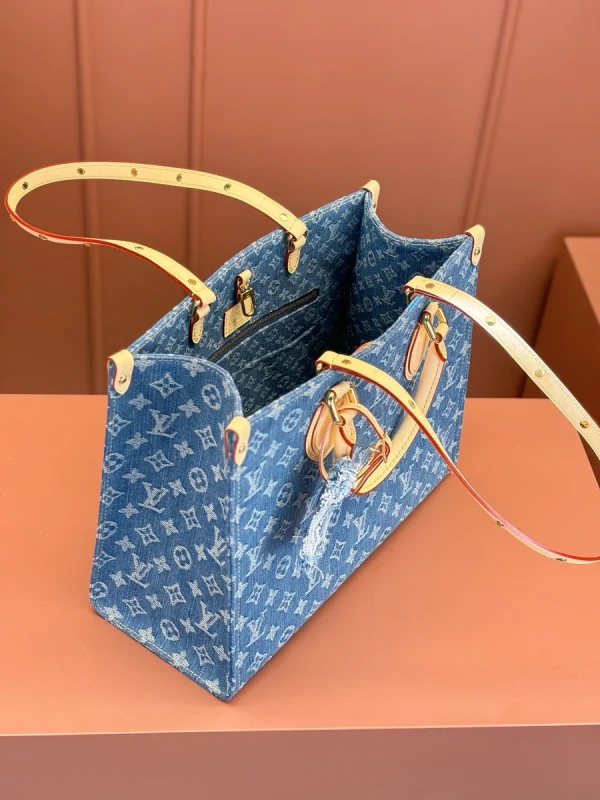 LV新款 RemixOnTheGo MM 牛仔托特購物包包-M46871：圖片 6