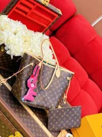 LV Neverfull PM Monogram 兔子貼章  購物托特包包-M47200：圖片 7