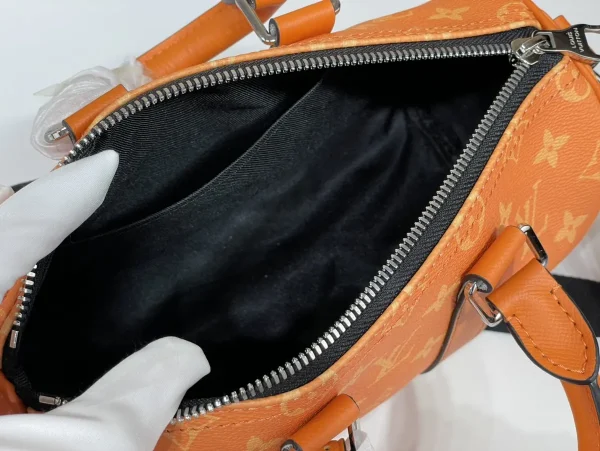 LV Keepall Bandoulière 25 男士橙色印花斜揹包-M31044：圖片 9