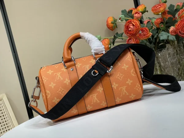 LV Keepall Bandoulière 25 男士橙色印花斜揹包-M31044：圖片 5