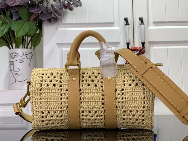 LV Keepall Bandoulière Damier Raffia 旅行包25-M25010：圖片 9