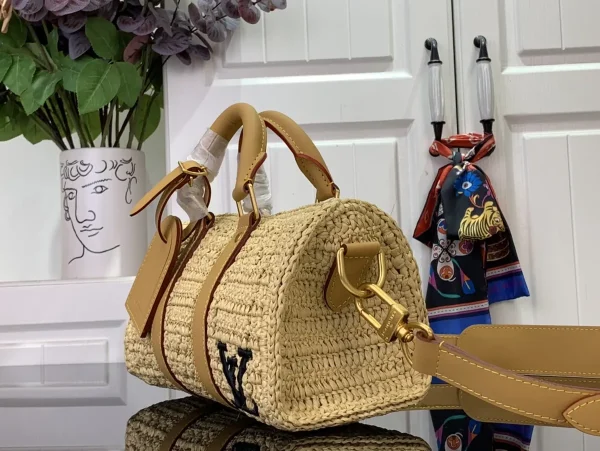 LV Keepall Bandoulière Damier Raffia 旅行包25-M25010：圖片 8