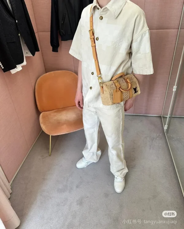 LV Keepall Bandoulière Damier Raffia 旅行包25-M25010：圖片 5