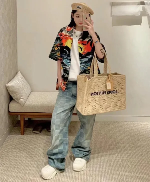 LV Summer Shopper 托特 MM Damier Raffia 托特包包-M25008：圖片 8