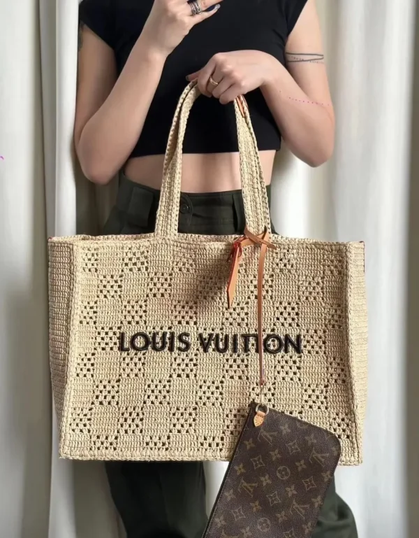 LV Summer Shopper 托特 MM Damier Raffia 托特包包-M25008：圖片 7