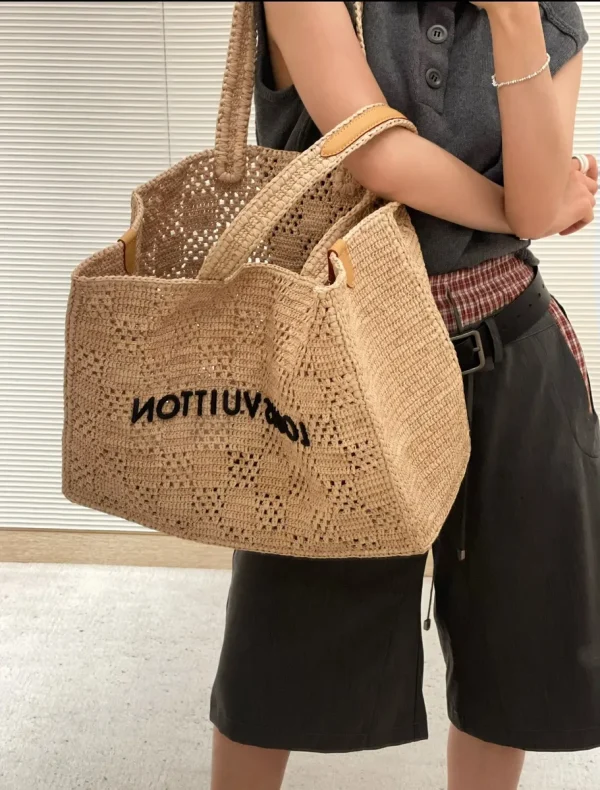 LV Summer Shopper 托特 MM Damier Raffia 托特包包-M25008：圖片 6
