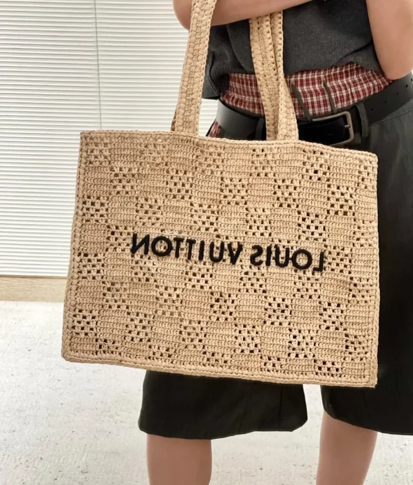 LV Summer Shopper 托特 MM Damier Raffia 托特包包-M25008：圖片 3