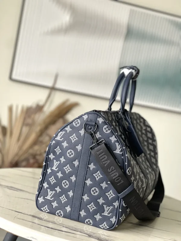 LV Keepall Bandoulière 50 Monogram Shadow 斜挎包 旅行袋-M24953：圖片 3