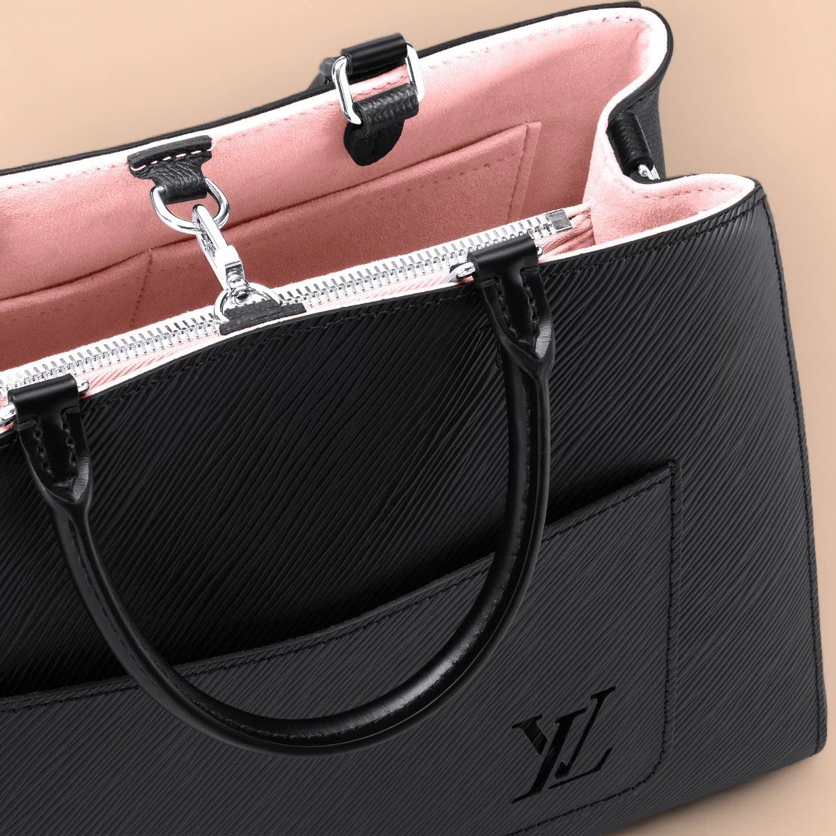 LV Marelle MM黑色紋理 肩背 手提托特包包-M59954