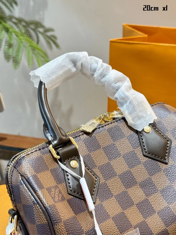 LV Speedy Bandoulière 20 棋盤 波士頓 旅行斜挎包包-N40489：圖片 9