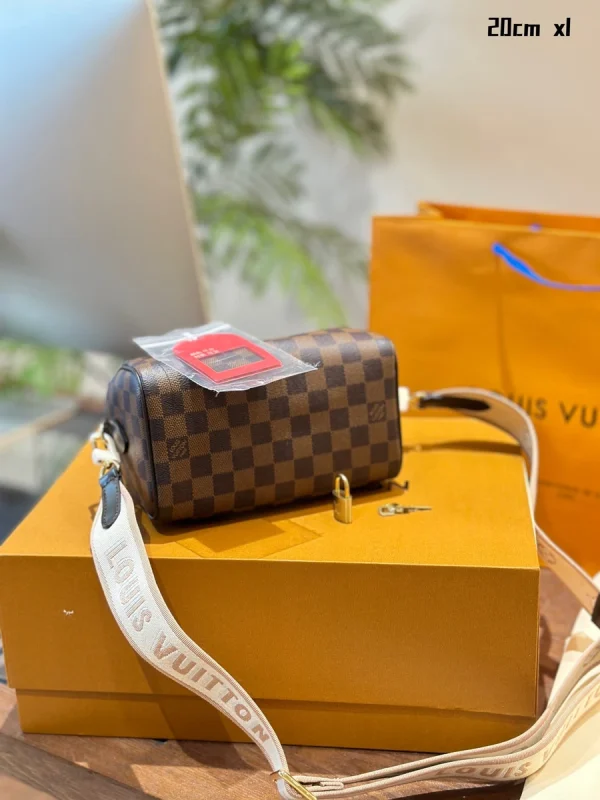 LV Speedy Bandoulière 20 棋盤 波士頓 旅行斜挎包包-N40489：圖片 4