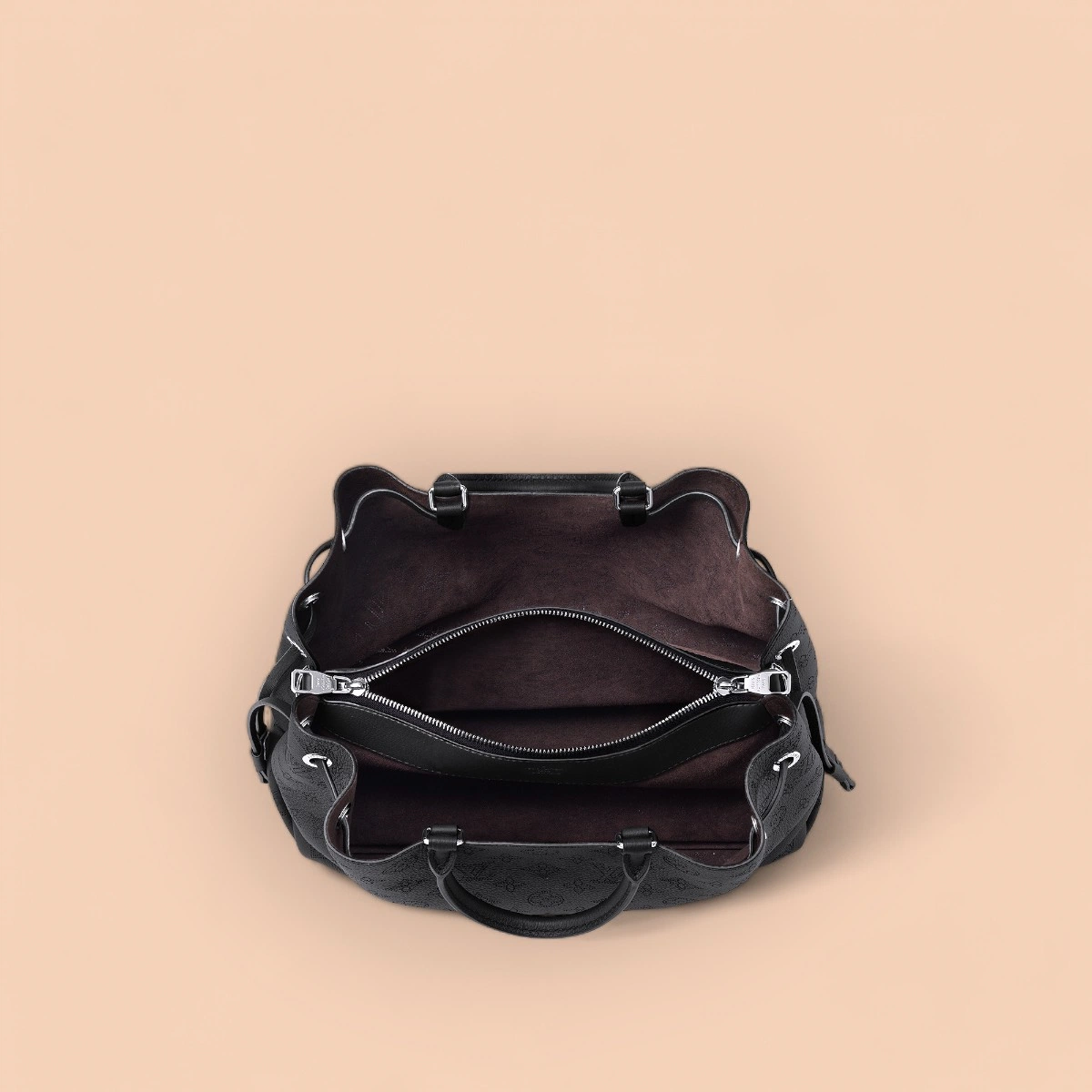 LV Bella 黑色打孔花 雙手提托特包包-M59200