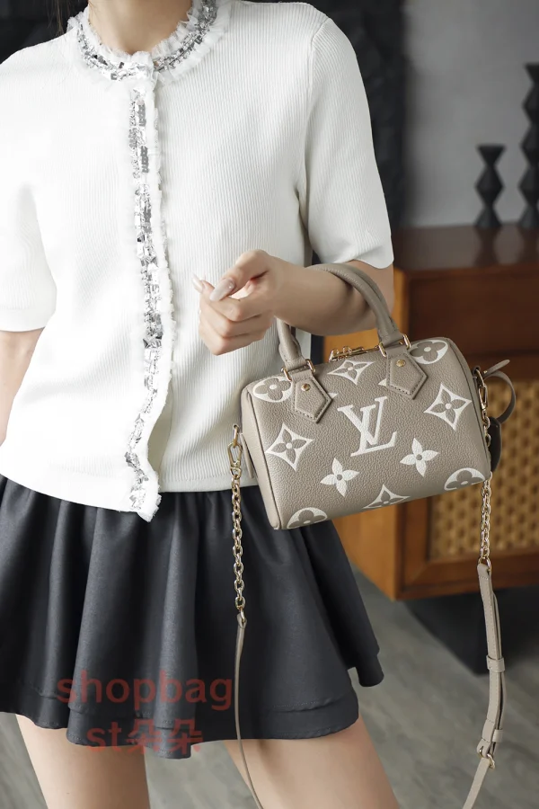 高仿包包 LV Speedy Bandoulière 20 Monogram 壓花EPI皮革 斜揹包-M46575：圖片 27
