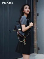 Prada Soft 1BD379 小號黑色皮革單肩包：圖片 4