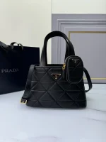Prada Symbole 1BG548 小號黑色皮革托特包：圖片 2