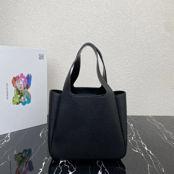 Prada Flou 1BG335 小號黑色皮革手提包：圖片 3