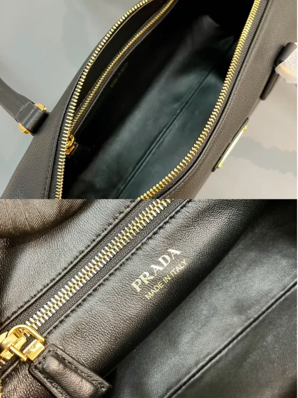 Prada ReNylon 1BB127 中號黑色皮革單肩包：圖片 10