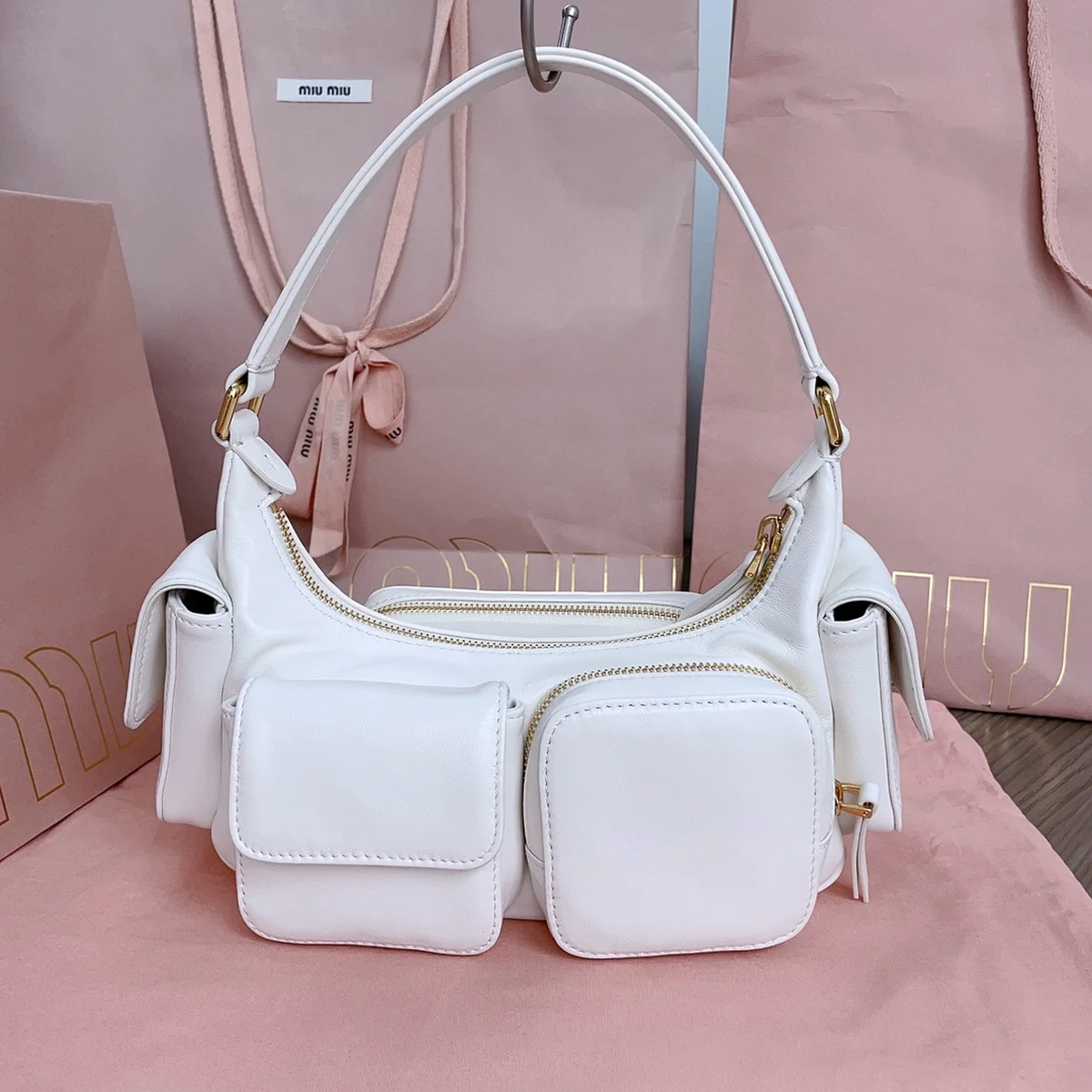 MiuMiu 納帕軟皮Pocket手袋包包-5BC146 13 MiuMiu 納帕軟皮Pocket手袋包包-5BC146