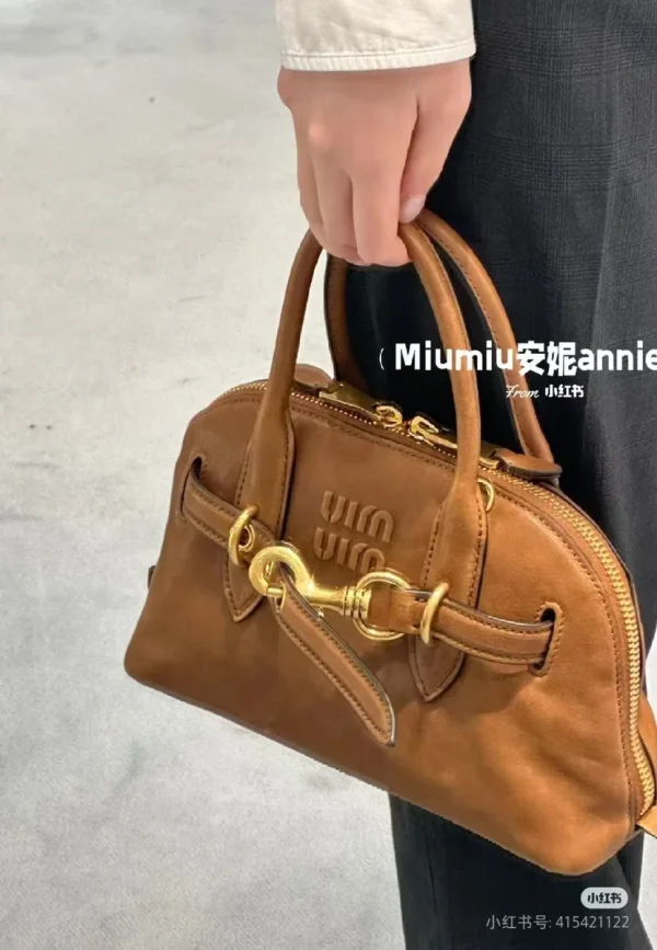 MiuMiu FROMTHERUNWAYAveure納帕皮革手挽手袋包包-5BB169：圖片 3