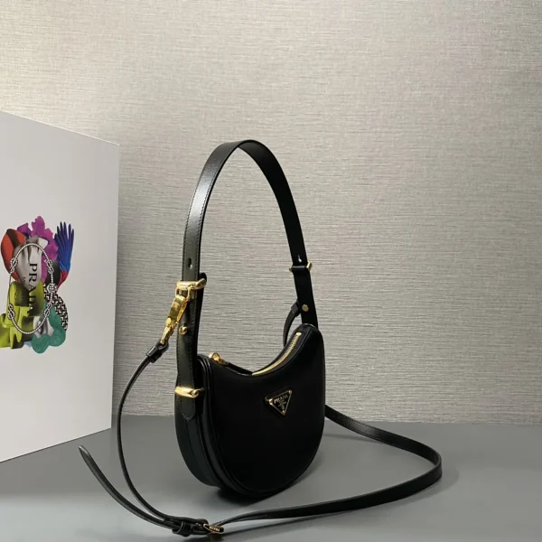 Prada Mini 1BC199 小號黑色皮革單肩包：圖片 4