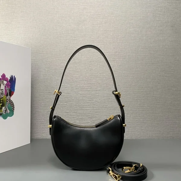 Prada Mini 1BC199 小號黑色皮革單肩包：圖片 3