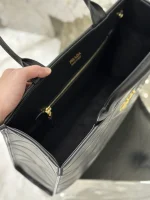 Prada Triangle 1BA377 大號黑色皮革托特包：圖片 9