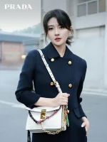 Prada Soft 1BD379 小號黑色皮革肩背包：圖片 3
