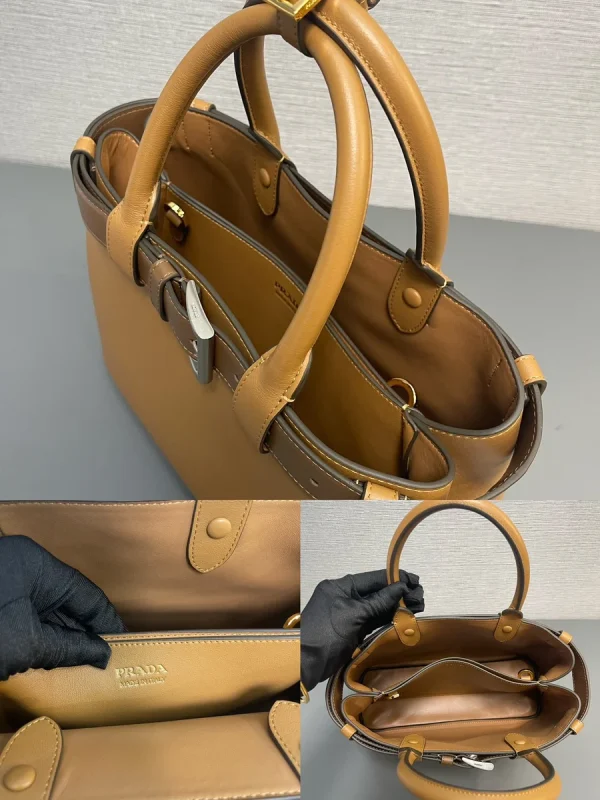 Prada Re-Nylon 1BA434 中號黑色皮革單肩包：圖片 10