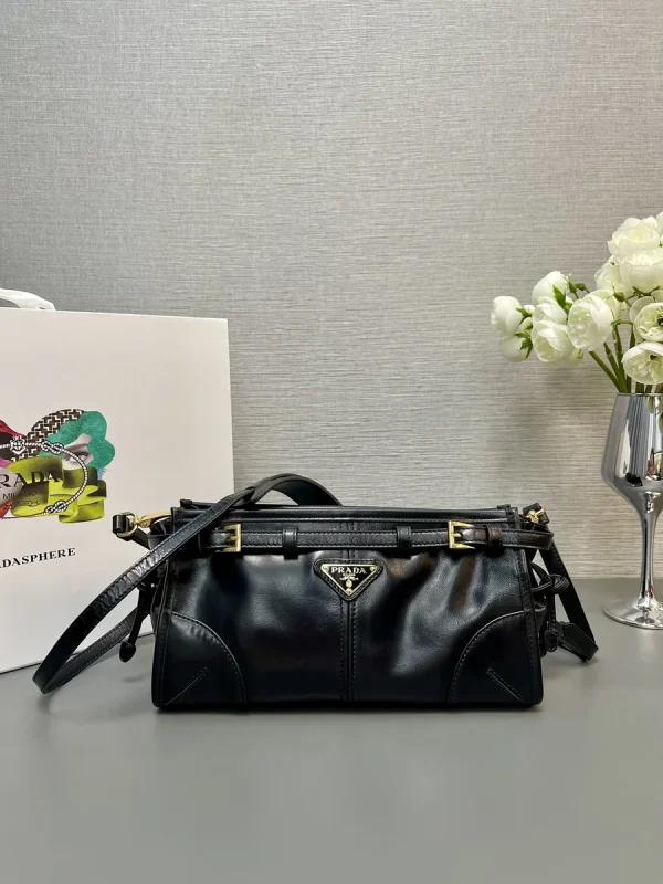 Prada Eleg 1BH215 小號黑色皮革肩背包：圖片 2