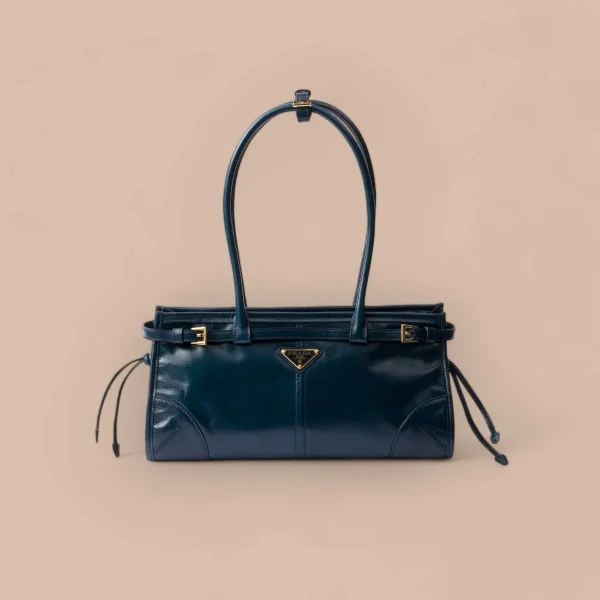 Prada Geom 1BA426 中號米色皮革托特包
