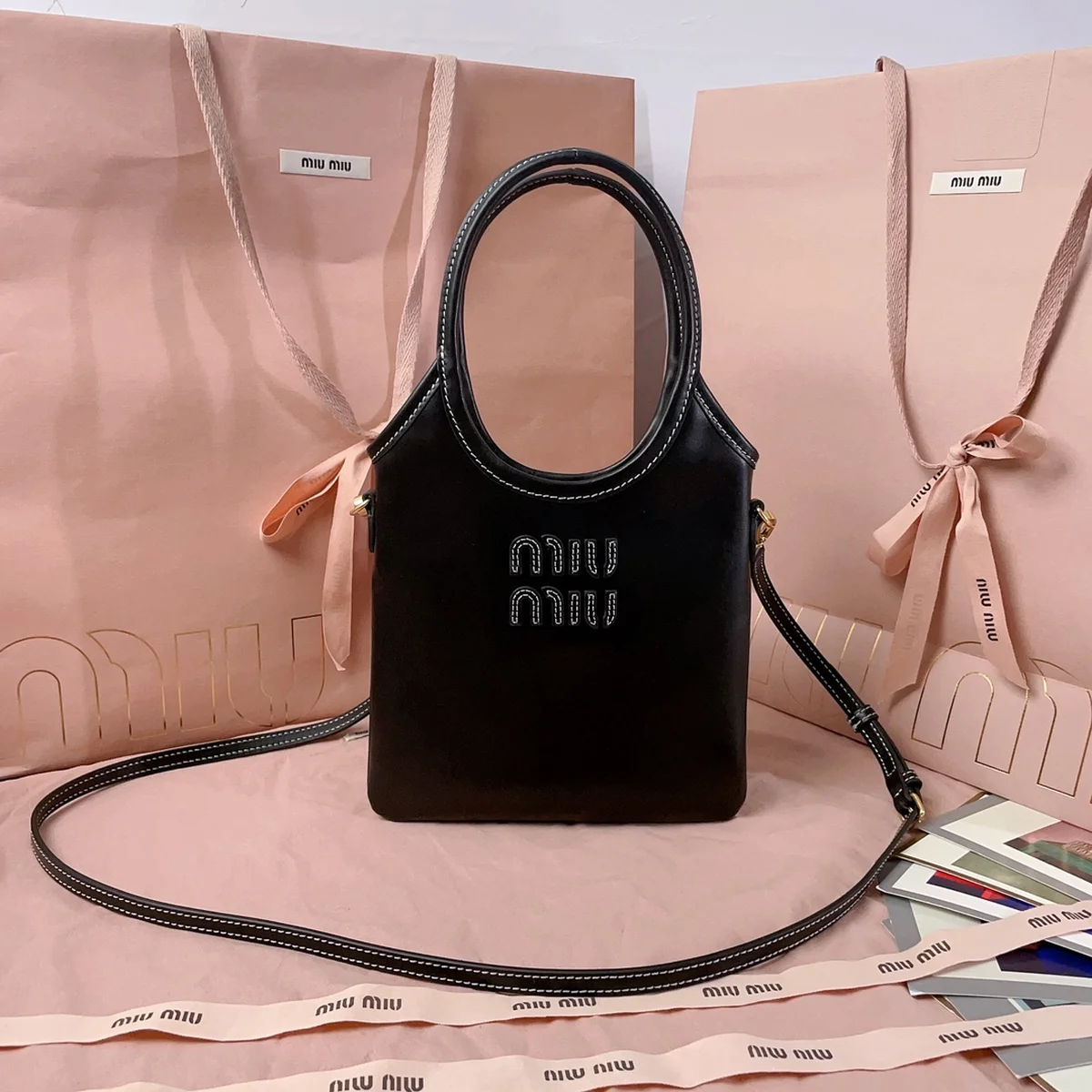 MiuMiu IVY皮革手袋包包-5BA281 2 MiuMiu IVY皮革手袋包包-5BA281