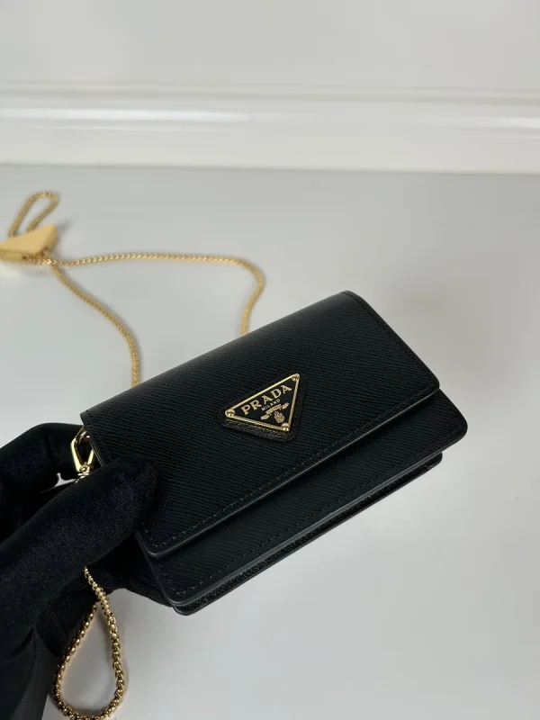 Prada Essentials 1MR034 小號黑色皮革卡片套：圖片 9
