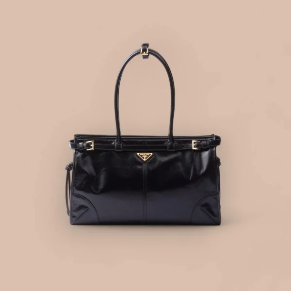 Prada Modern 1BA433 中號黑色皮革托特包