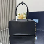 Prada ReNylon 1BB132 中號黑色皮革托特包：圖片 3