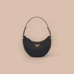 Prada ReNylon 1BC194 小號黑色皮革肩背包