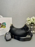 Prada Re-Edit 1BH204 中號灰色皮革肩背包：圖片 3