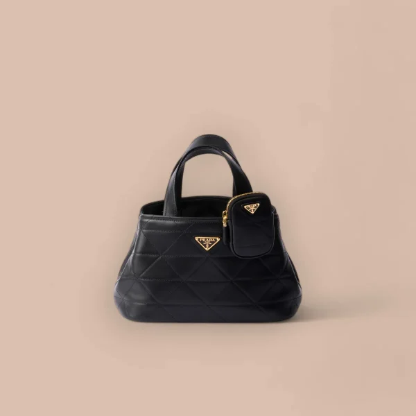 Prada Symbole 1BG548 小號黑色皮革托特包