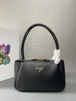 Prada Enamel 1BA444 中號黑色皮革手提包：圖片 2