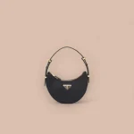 Prada ReNylon 1BC199 小號黑色皮革肩背包