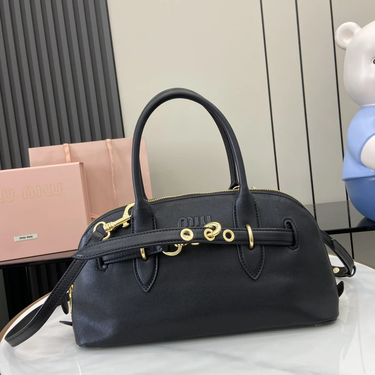 MiuMiu FROMTHERUNWAYAveure納帕皮革手挽手袋包包-5BB168 2 MiuMiu FROMTHERUNWAYAveure納帕皮革手挽手袋包包-5BB168