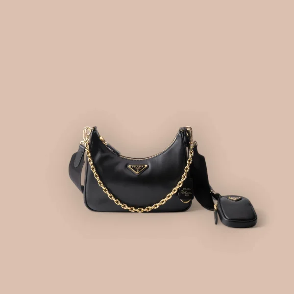 Prada Re 1BH204 小號黑色皮革單肩包