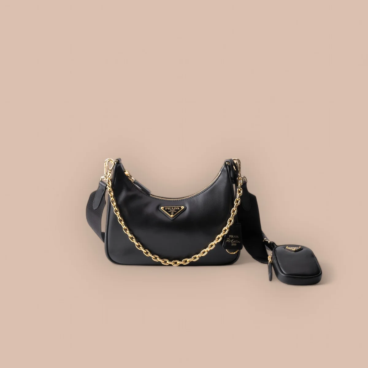 Prada Re 1BH204 小號黑色皮革單肩包 1 Prada Re 1BH204 小號黑色皮革單肩包